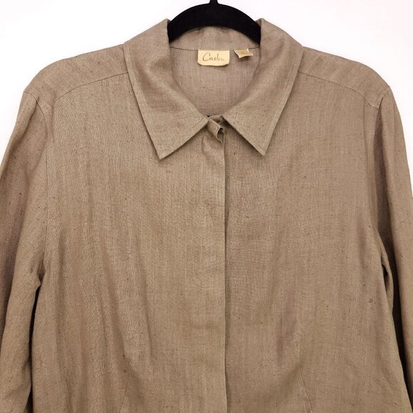 Caslon 100% Linen Jacket Invisible Button Up Lightweight Blazer Women's Large - Picture 4 of 11